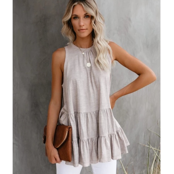 S. the Widow Tops - OCTAVIA Ruffle Hem Sleeveless Blouse